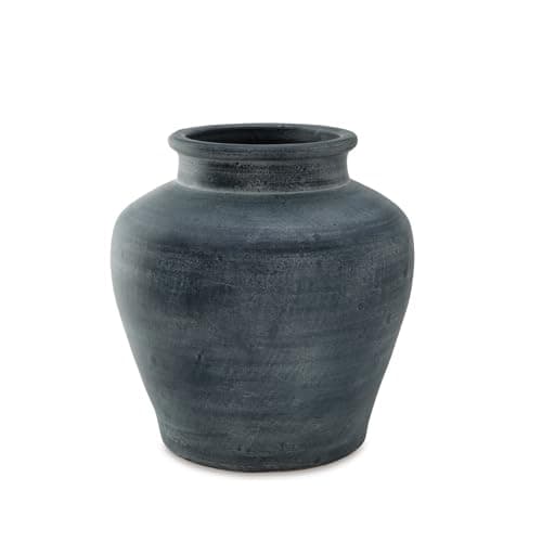 Signature Design by Ashley Meadie Traditional Indoor Terra Cotta Tabletop Vase with Wide Mouth, Blue