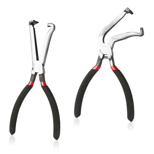 lasuroa 2pcs Electrical Disconnect Pliers, Automotive Electrical Connector Pliers with Anti-Slip Handle Carbon Steel Fuel Line Hose Pliers Spark Plug Pliers Pulling Tool for Car Repair