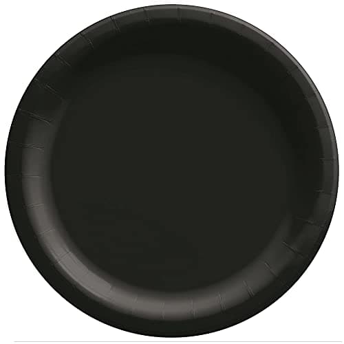 Jet Black Disposable Paper Plates - 6.75'', 20 Count - Perfect for Birthdays, Weddings, Baby Showers