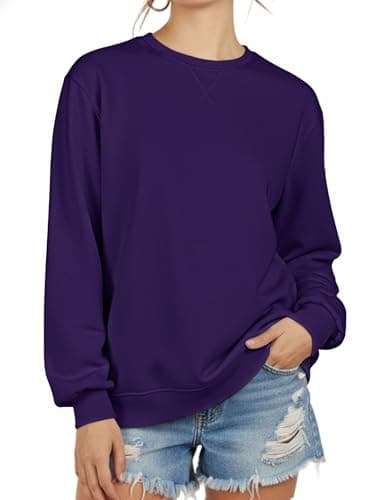 ZENUTA Sweatshirt for Women Long Sleeve Crewneck Womens Sweatshirt Pullover Long Sweatshirts for Women Tunic Top Loose Fit Purple