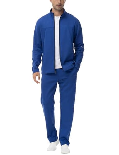 BGOWATU Men's Tracksuits 2 Piece Running Sports Sweatsuits For Men Full Zip Athletic Jackets and Pants Outfits Royal Blue XL