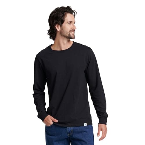 Russell Athletic Mens Cotton Performance Long Sleeve T-Shirts T Shirt, Black, X-Large US