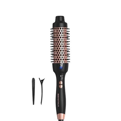 Wavytalk Updated Version Thermal Brush for Blowout Look, Blowout Express 1.5 Inch Ionic Thermal Round Brush Makes Hair Smoother Get Natural Curls, Dual Voltage, Easy to Use