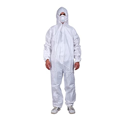 Cleaing Pack of 3 Disposable Hazmat Suits Large, Paint Suit, Coveralls with Hood and Elastic Wrists