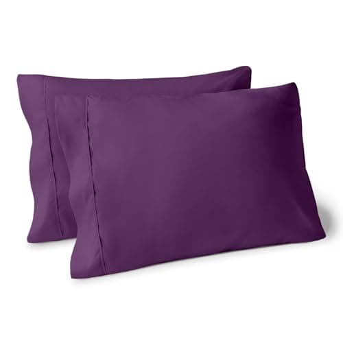 Bare Home Microfiber Pillow Cases - Standard/Queen Size Set of 2 - Cooling Pillowcases - Double Brushed - Plum Pillowcases 2 Pack - Easy Care (Standard Pillowcase Set of 2, Plum)