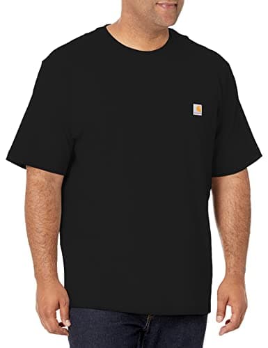 Carhartt Mens Loose Fit Heavyweight Short-Sleeve Pocket T-Shirt Work Utility t Shirts, Black, Medium US