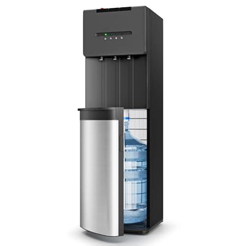 EUHOMY Bottom Loading Water Cooler Dispenser for 5 Gallon Bottle, 3 Temperature Settings – Cold, Warm & Hot, with Child Lock, LED Display Light, Water Cooler for Home, Office, Apartment, Black
