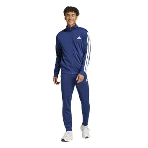 adidas Men's Basic 3-Stripes Tricot Track Suit, Dark Blue, Medium