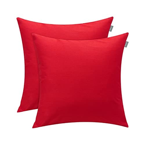 Thmyo 2 Pack 100% Cotton Solid Decorative Square Throw Pillow Covers Christmas DIY Throw Pillowcase Blank Sublimation Pillow Cases Heat Transfer Pillow Covers Christmas Red Cushion Cover(18x18 inch)