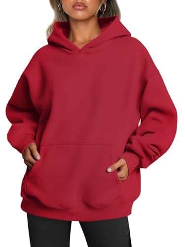 Trendy Queen Womens Oversized Hoodies Fleece Sweatshirts Fall Fashion Pullover Sweaters Winter Clothes Fiery Red M