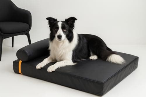 JubiTail Orthopedic Dog Bed, 3-Layer Memory Foam Pet Mattress (35.4" L × 23.6" W × 3.9" H), Waterproof Faux Leather Base, Washable Corduroy & Holiday Covers Included (Large 35.4" L × 23.6" W × 3.9" H)