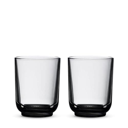 Fellow Pirch Latte Glasses 11 oz Artisanal Cups, Set of 2, Dishwasher Safe Coffee Glasses for Espresso Drinks & Latte Art – Smoke