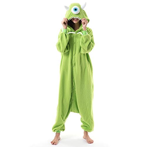 Beauty Shine Unisex Adult Onesie One Piece Pajamas Cosplay Cartoon Costume Halloween Christmas Sleepwear Jumpsuit Homewear(Mike Wazowski, Medium)