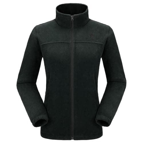 CAMEL CROWN Women Full Zip Fleece Jackets with Pockets Soft Polar Fleece Coat Jacket Sweater for Spring Outdoor New Black M