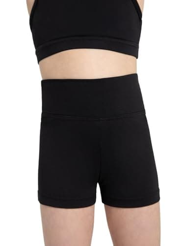 Capezio girls Team Basic High Waisted shorts, Black, 10 12 US