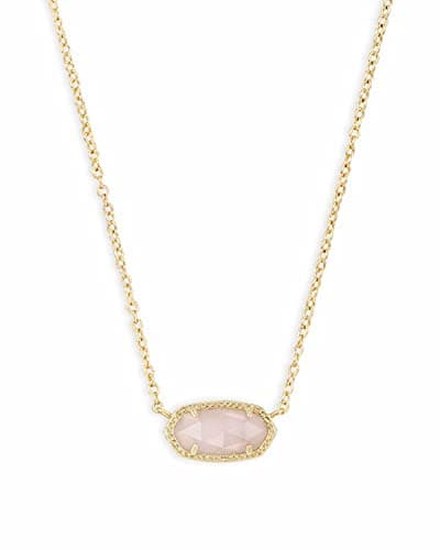 Kendra Scott Elisa Pendant Necklace for Women, Fashion Jewelry, 14k Gold-Plated, Rose Quartz