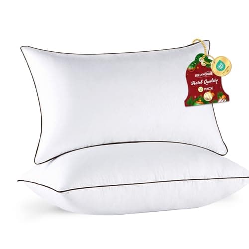 JOLLYVOGUE Pillows Queen Size Set of 2 for Sleeping, Soft and Supportive Bed Pillow with Down Alternative Filling for Side and Back Sleepers, Hotel Collection