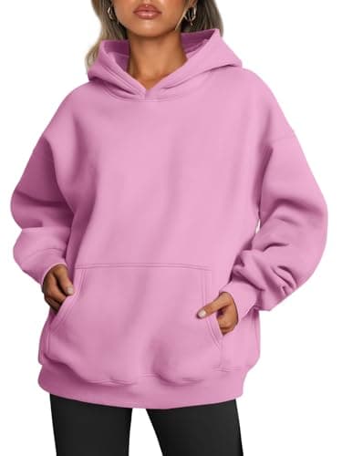 Trendy Queen Womens Oversized Hoodies Fleece Sweatshirts Fall Fashion Pullover Sweaters Winter Clothes Pink M