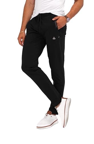 SCR SPORTSWEAR Men's Tall Sweatpants - 36 inch Inseam Mens Athletic, Travel, Lounge Sweat Pants for Tall Men with Zipper Pockets and Open Bottom, Tapered, Black, 30Wx36L Extra Long