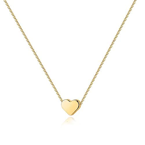 PAVOI 14K Yellow Gold Plated Heart Necklace | Cute Dainty Love Pendant Necklaces for Women