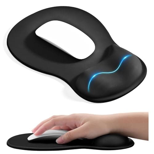 EooCoo Ergonomic Mouse Pad with Gel Wrist Rest Support Middle Concave Design, Relieve Wrist Pain Mousepad, Non-Slip Base for Laptop, Computer, Office Desk Accessories, Carpal Tunnel Syndrome