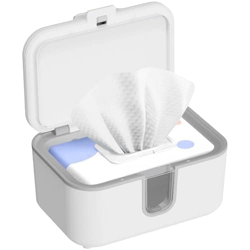 KOSTTE Baby Wipes Warmer, Larger Capacity Wipe Dispenser, Even Heating Diaper Wipe Warmer with Night Light, On/Off Switch, White