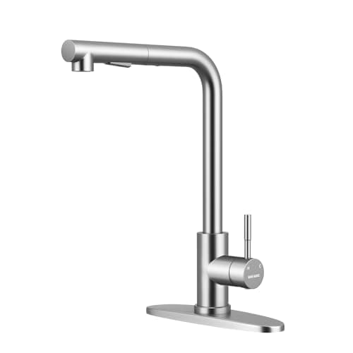 WEWE Single Handle Pull Down Kitchen Faucet, High Arc Brushed Nickel Stainless Steel Sink Faucet with 360° Swivel and Easy DIY Install for 1 or 3 Hole Deck
