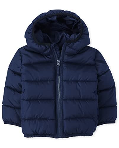 The Children's Place Baby Boys Toddler Medium Weight Puffer Jacket, Wind, Water-Resistant, Navy, 5T