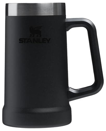 STANLEY Stay-Chill Beer Stein 24 oz | Heavy Duty Big Grip Handle | Beer Tumbler Drink Cup, Holds 2 Cans | Insulated Stainless Steel Party Mug | BPA-Free | Black 2.0