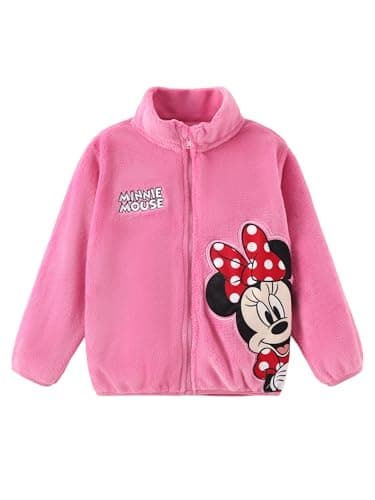 Disney Minnie Mouse Toddler Girl Full-Zip Fleece Jacket Pink Large Graphic Print Kids Cute Sherpa Fuzzy Warm Winter Coat Plush Outwear 4-5T