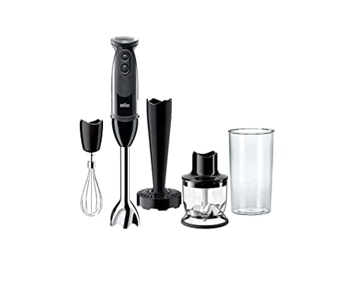 Braun Multiquick 5 Vario Hand Blender (SS Blending Shaft+1.5C Chopper+ Masher + Whisk+ Beaker), MQ5027, Black