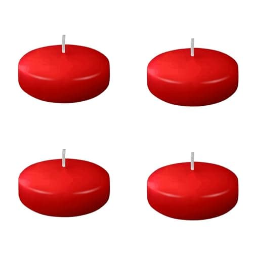 4 Pack 3 Inch Red Floating Candles for Centerpieces Unscented,Long Lasting Candles 10 Hours for Valentine's Day, Thanksgiving, Wedding,Christmas,New Year,Party & Pool Decoration