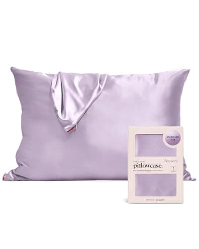 Kitsch Satin Pillowcase with Zipper for Hair & Skin, Softer Than Silk Pillow Cases Queen, Wrinkle-Free, Smooth and Cooling Satin Pillow Covers, Standard Size 19"x26" - Lavender