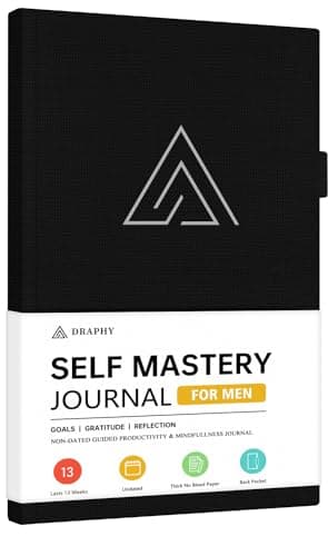 Self-Mastery Journal for Men - Gratitude and Productivity Journal for More Happiness, Positivity, Growth, Mindfulness, Self Care and Reflection - Guided Inspirational Journal for Men & Women (Black)