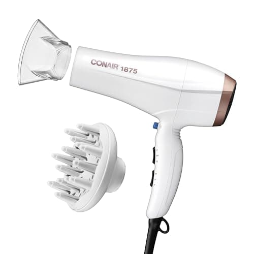 Conair Double Ceramic Hair Dryer with Diffuser | Blow Dryer with Ionic Conditioning | Includes Diffuser and Concentrator | Amazon Exclusive