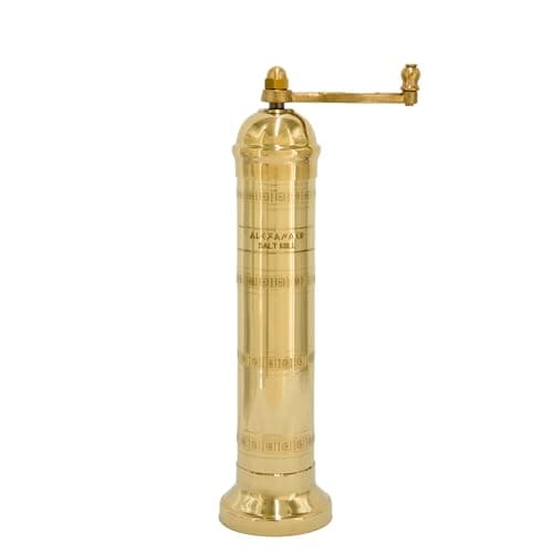Alexander Home The Original Greek Salt Mill 9 Inch Tall | European Salt Mill Grinder with Crank Handle | Manual Salt Grinder | Salt Refillable - Brass