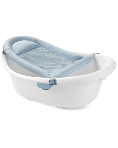 Skip Hop Baby Bath Tub 4-in-1 Grow with Baby Infant to Toddler Bathtub with Supportive Sling and Sit-Up Support Wave Age 0m+