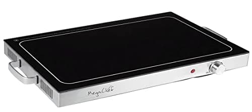 Megachef Electric Warming Tray with Adjustable Temperature Control, 24 in, Silver, Black