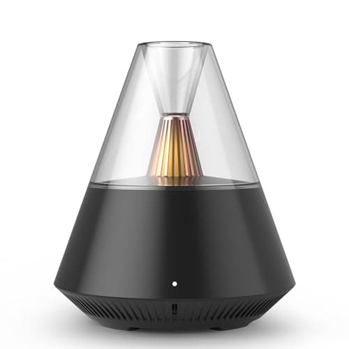 KinYiLO Essential Oil Diffuser, Modern Style Aroma Diffusers with Candle Light Remote Control, 150ml Ultrasonic Cool Mist Aromatherapy for Home Room Office Bedroom, Automatic Off, Black