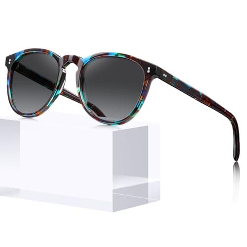 CARFIA Acetate Polarized Sunglasses for Women Trendy Retro Sunnies Blue Tortoise Frame