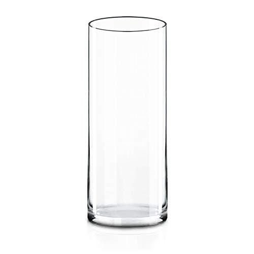 CYS Excel Clear Glass Cylinder Vase (H:12" D:4") | Multiple Size Choices Glass Flower Vase Centerpieces | Hurricane Floating Candle Holder Vase