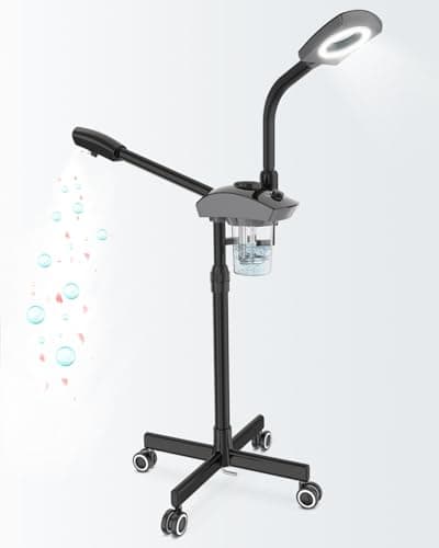 Kingsteam Facial Steamer & 5X Magnifying Lamp Combo, Professional Esthetician Equipment: Adjustable Nano Mist, Deep Pore Cleansing, Blackhead Remover, Acne Treatment Ozone Steamer (60 Min Timer),Black