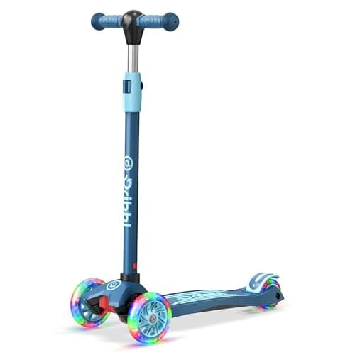 Dribbl 3-Wheel Kids Scooter - Lean-to-Steer Technology, Adjustable Height Handlebar, Wide Anti-Slip Deck, Scooter for Boys & Girls Ages 3+, Child Safety Approved, Support Riders Up to 165 lbs, Blue
