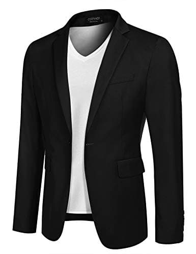 COOFANDY Men's Casual Blazer Jacket Slim Fit Sport Coats Lightweight One Button Suit Jacket (Black XL)