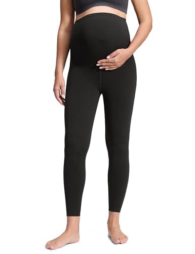 CRZ YOGA Butterluxe Maternity Leggings 25" - Over The Belly Buttery Soft Workout Activewear Yoga Womens Pregnancy Pants Black Small