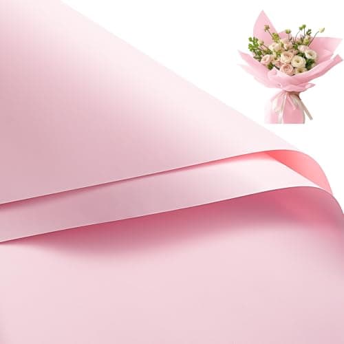 RUSPEPA 20 Sheets Flower Wrapping Paper, Waterproof Floral Bouquet Wrapping Paper, Florist Supplies Packaging for Birthday, Party, Wedding and DIY Crafts - Pink