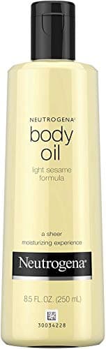 Neutrogena Body Oil Light Sesame Formula, Dry Skin Moisturizer & Hydrating Body Massage Oil, for Radiant & Healthy Looking Glow, Nourishing Bath Oil for Sheer Moisture, 8.5 fl. oz