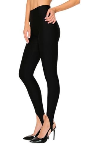 JJJ Fashion Yoga Terricot Hi Waist Stirrup Leggings-Made in USA (Small, Black)