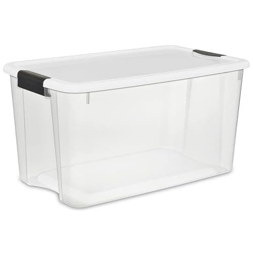 Sterilite 4-Pack Stackable Storage Bin with Lid, Clear Plastic Design, 70 Quart