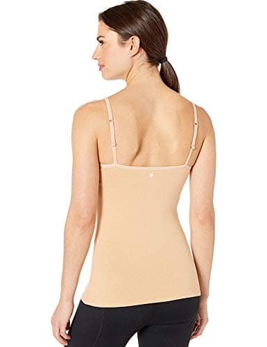 Pact Women's Cotton Camisole Tank Top with Built-in Shelf Bra, Almond, Small